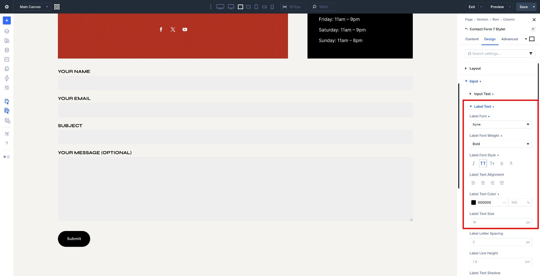 label text settings in divi 5