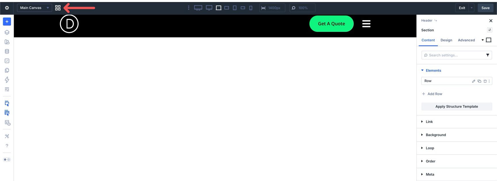 Launch Canvas Grid View in Divi 5