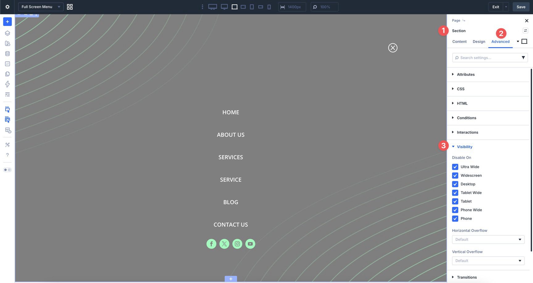 Hide a Divi 5 section on all breakpoints