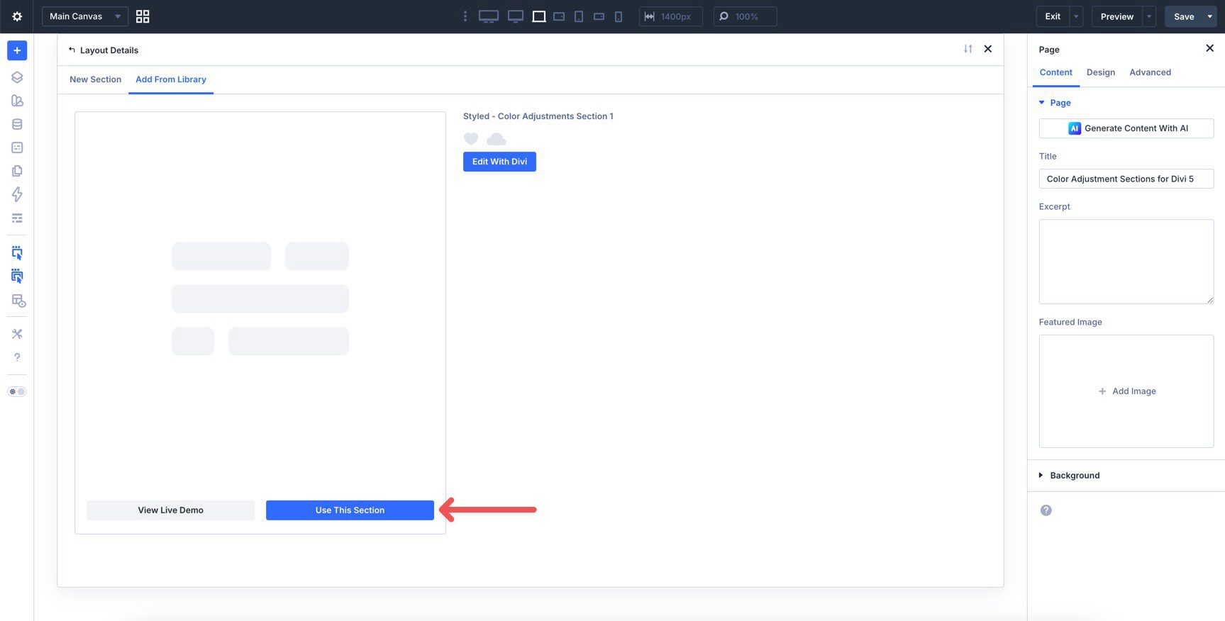 Color Adjustment Sections for Divi 5