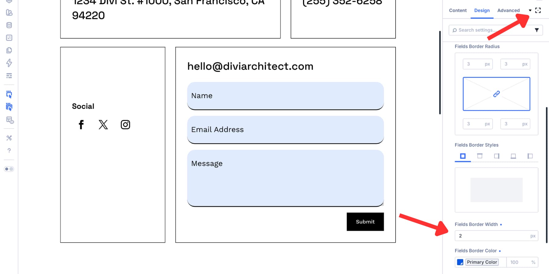 Apply a focus border to form fields in Divi 5