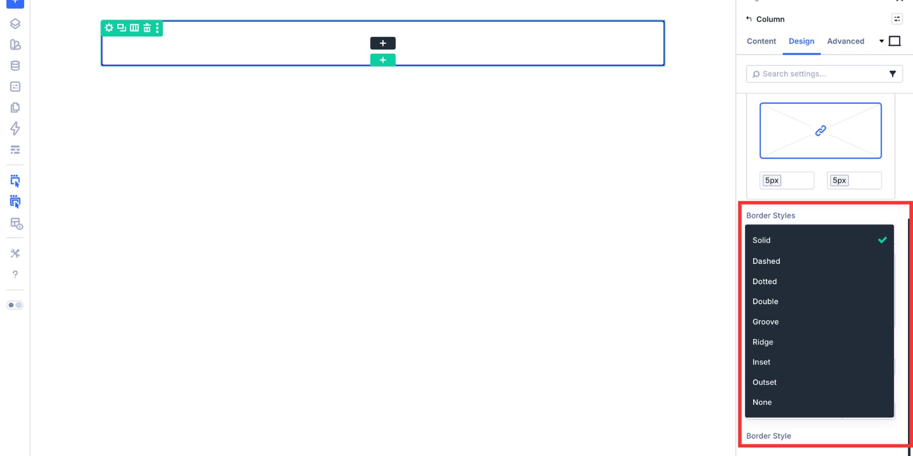 Border style controls in Divi 5