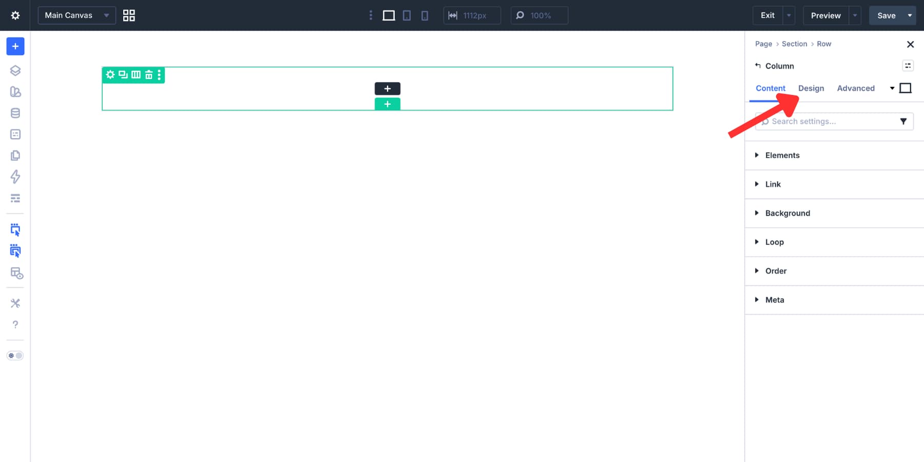 Design tab in a Divi 5 element settings panel