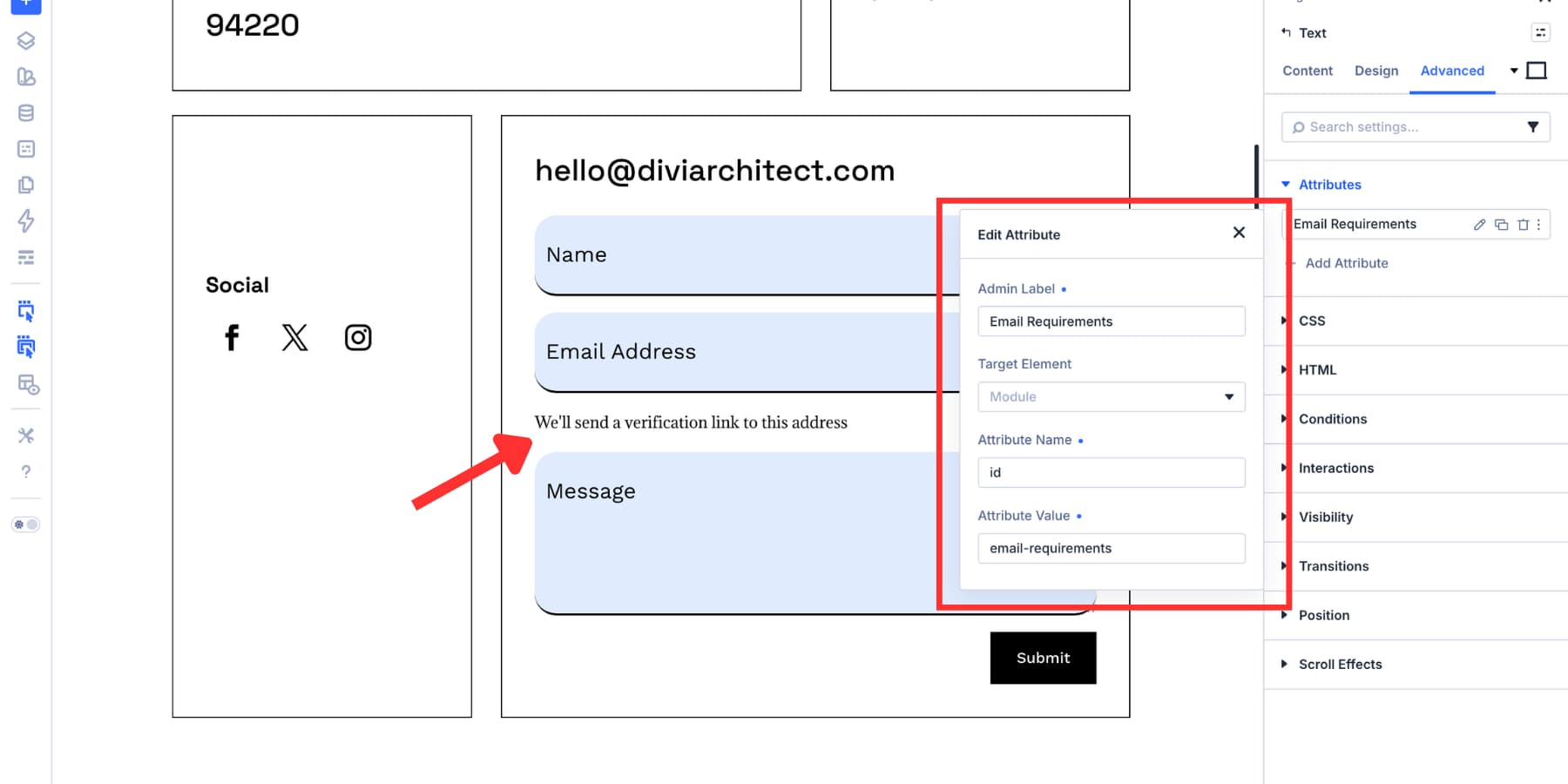 Helper text with an ID attribute in Divi 5