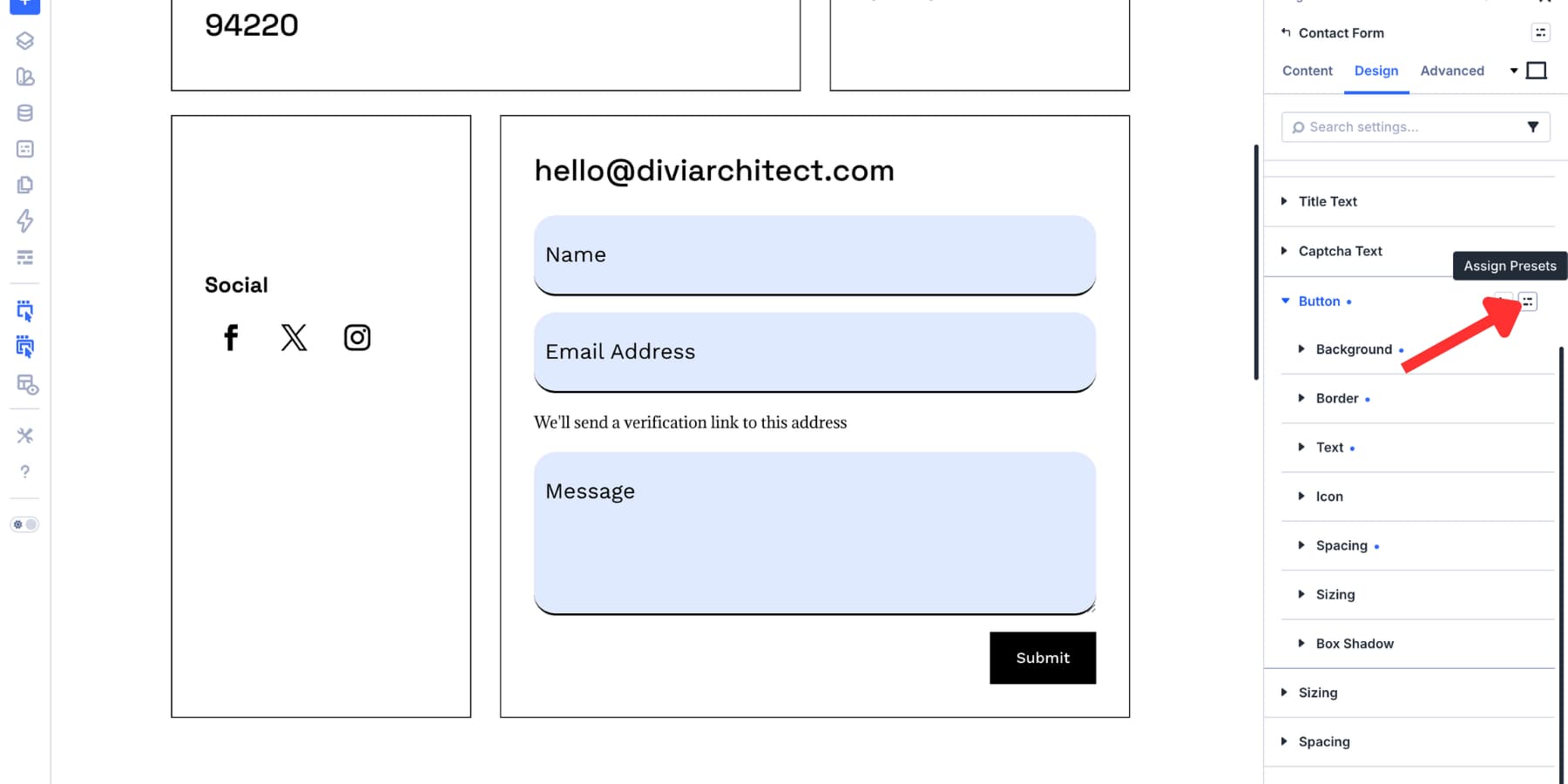 Option Group Preset icon for form field styles in Divi 5