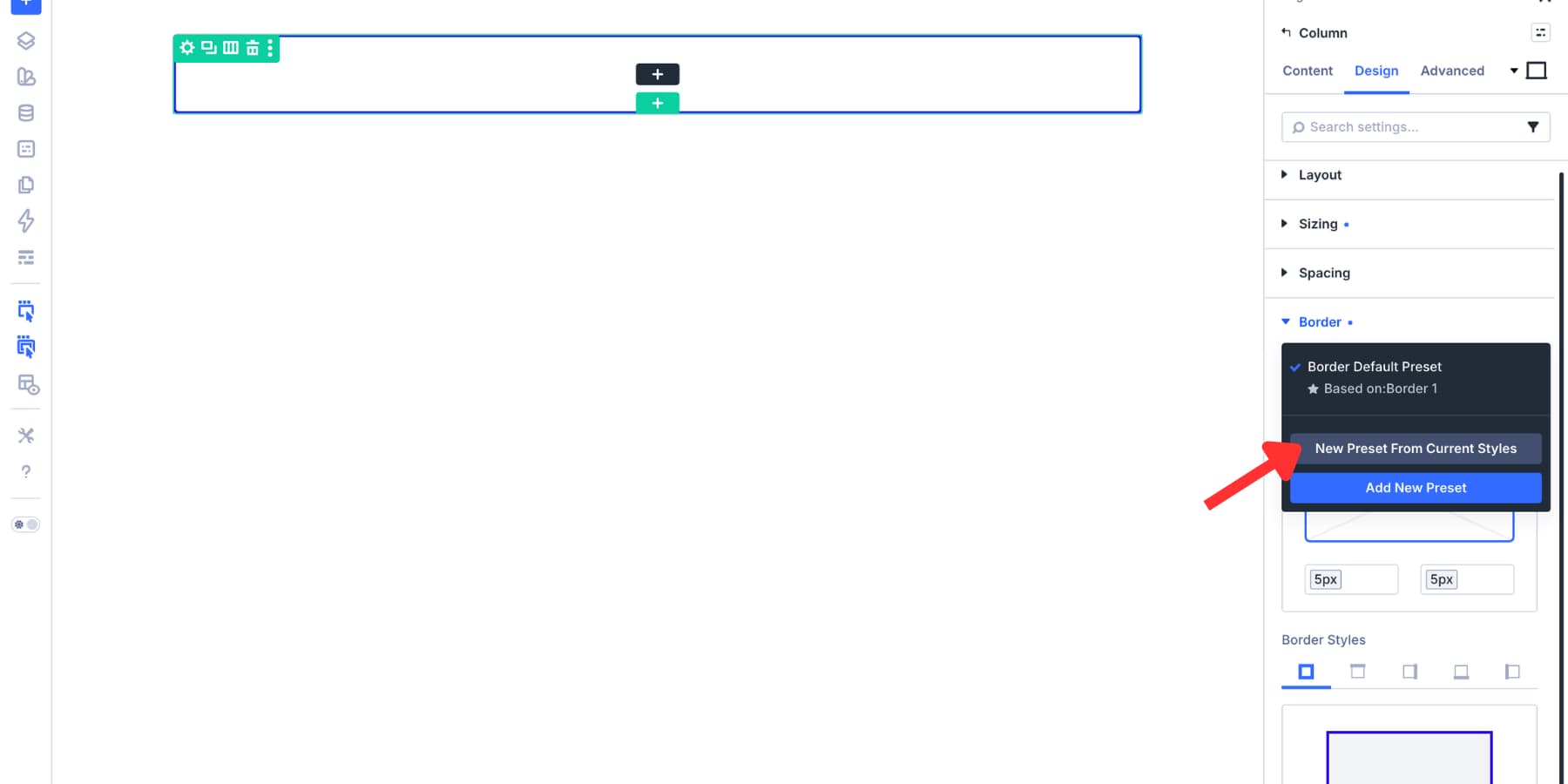 New preset options for a Divi 5 option group