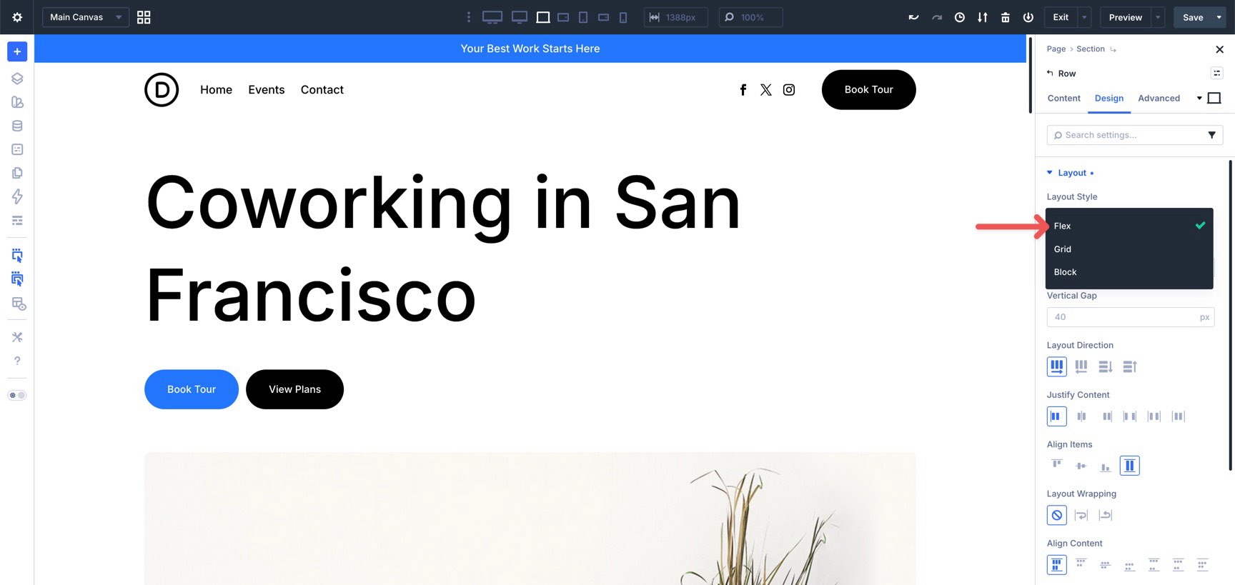 Layout Style setting in Divi 5