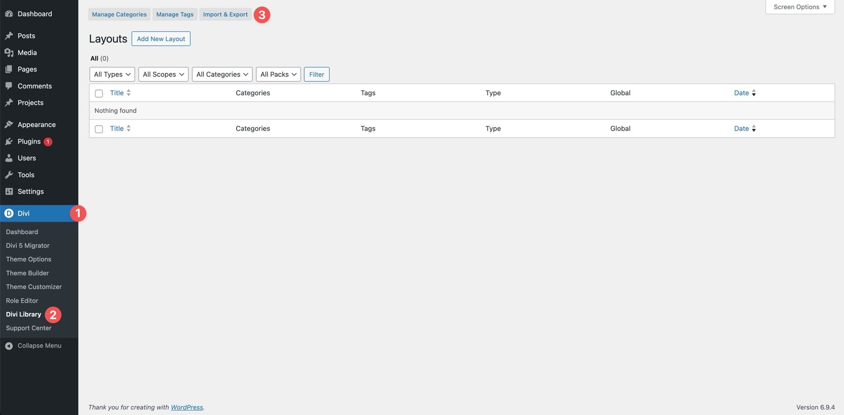 Import a layout into the Divi Library