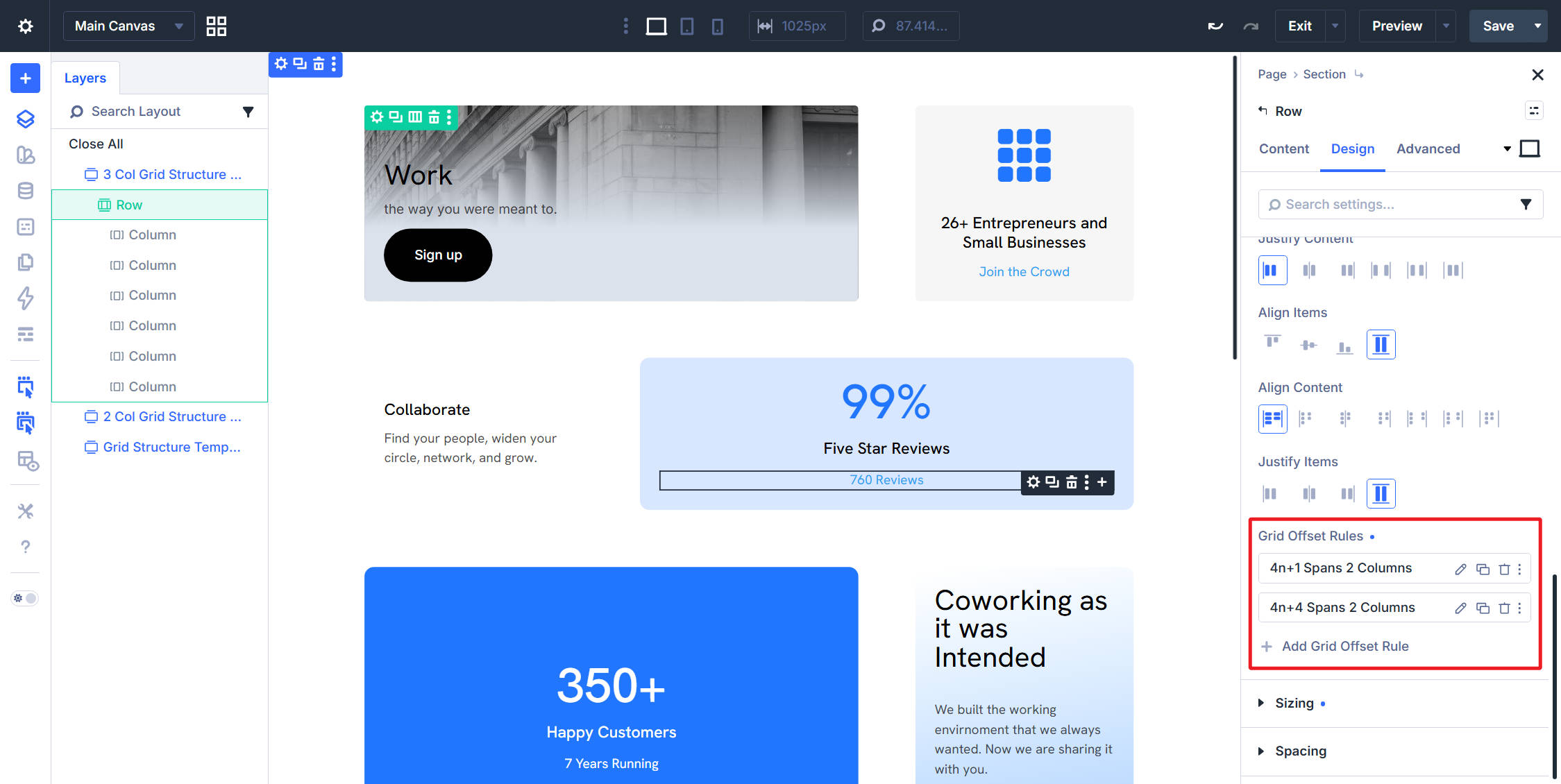 Inverted Grid Offset Rule pattern in Divi 5