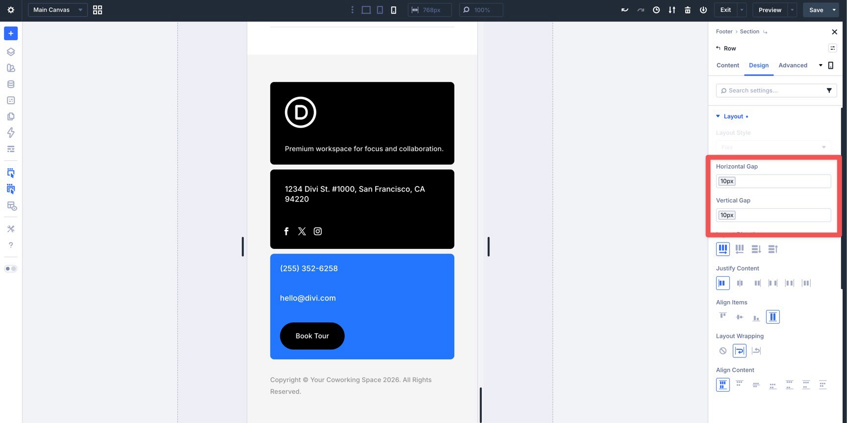 Adjust footer gaps on mobile in Divi 5