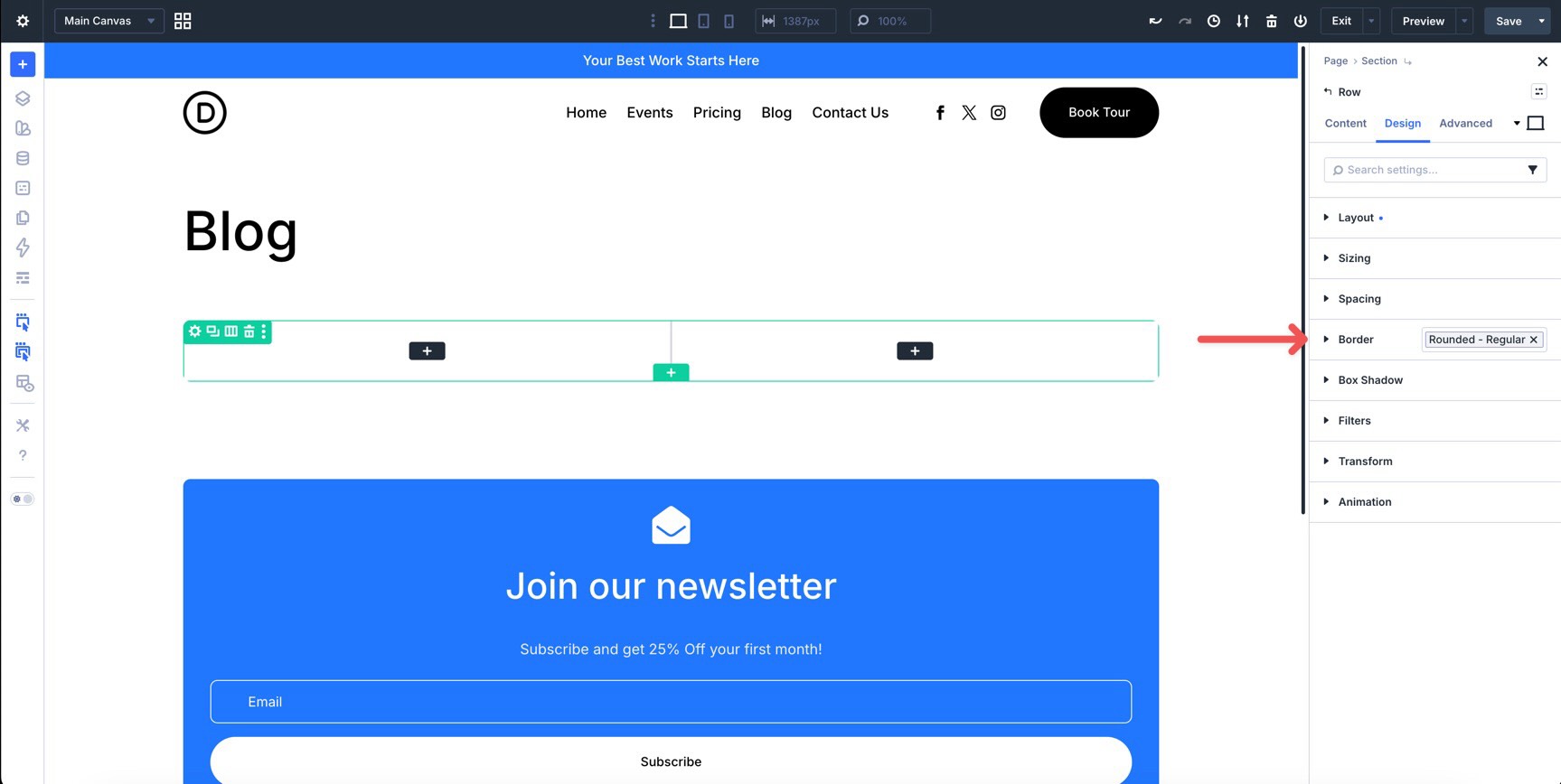 Apply a border preset in Divi 5