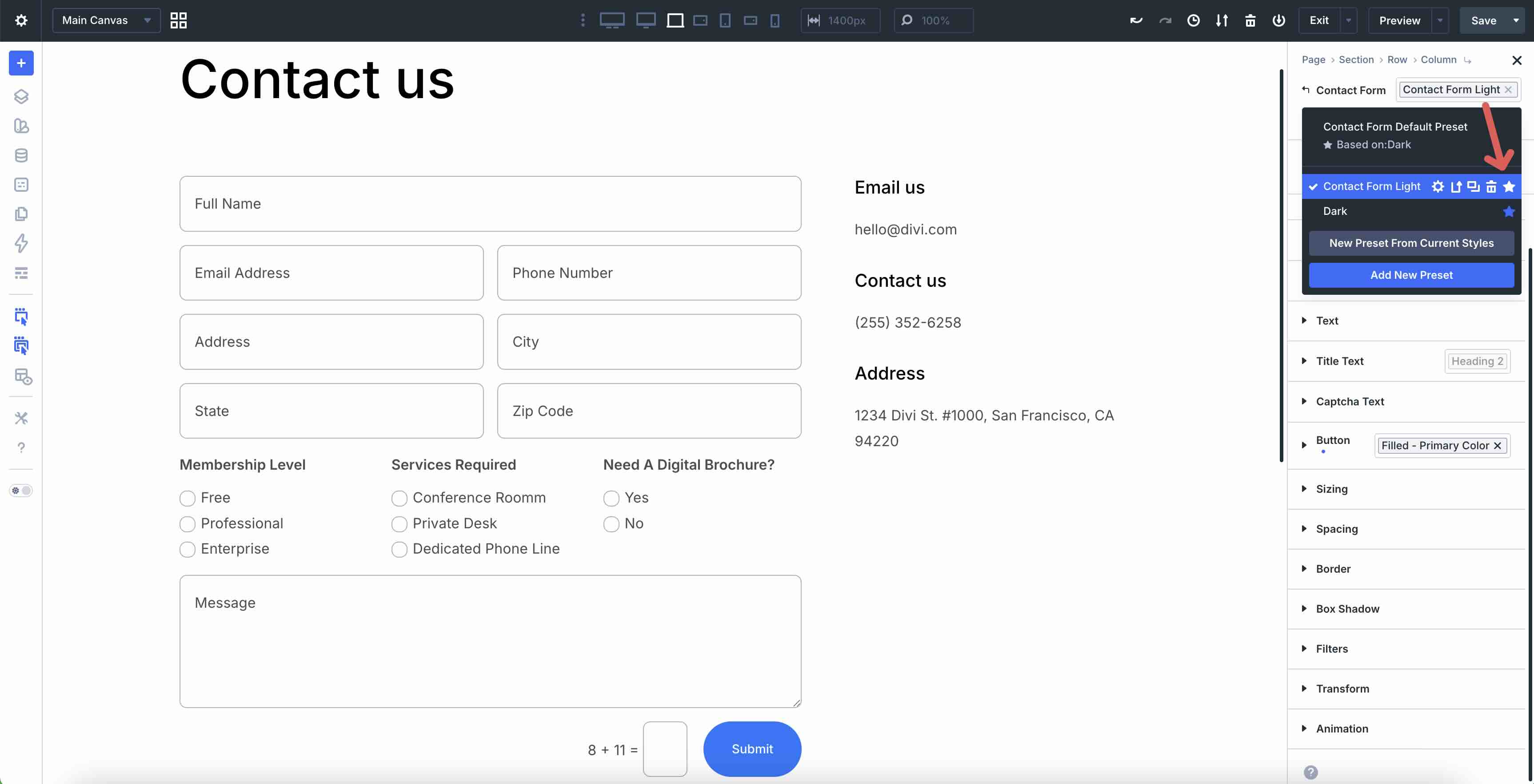 Assign a default preset in Divi 5