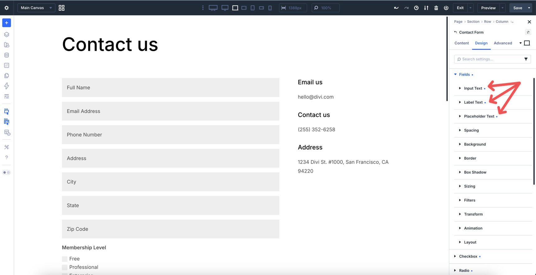 Modified setting indicators in Divi 5