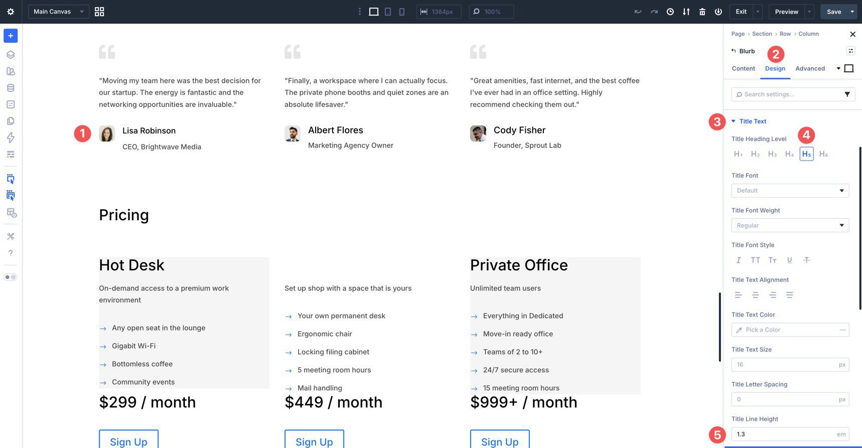Creating a Blurb heading Option Group Preset in Divi 5