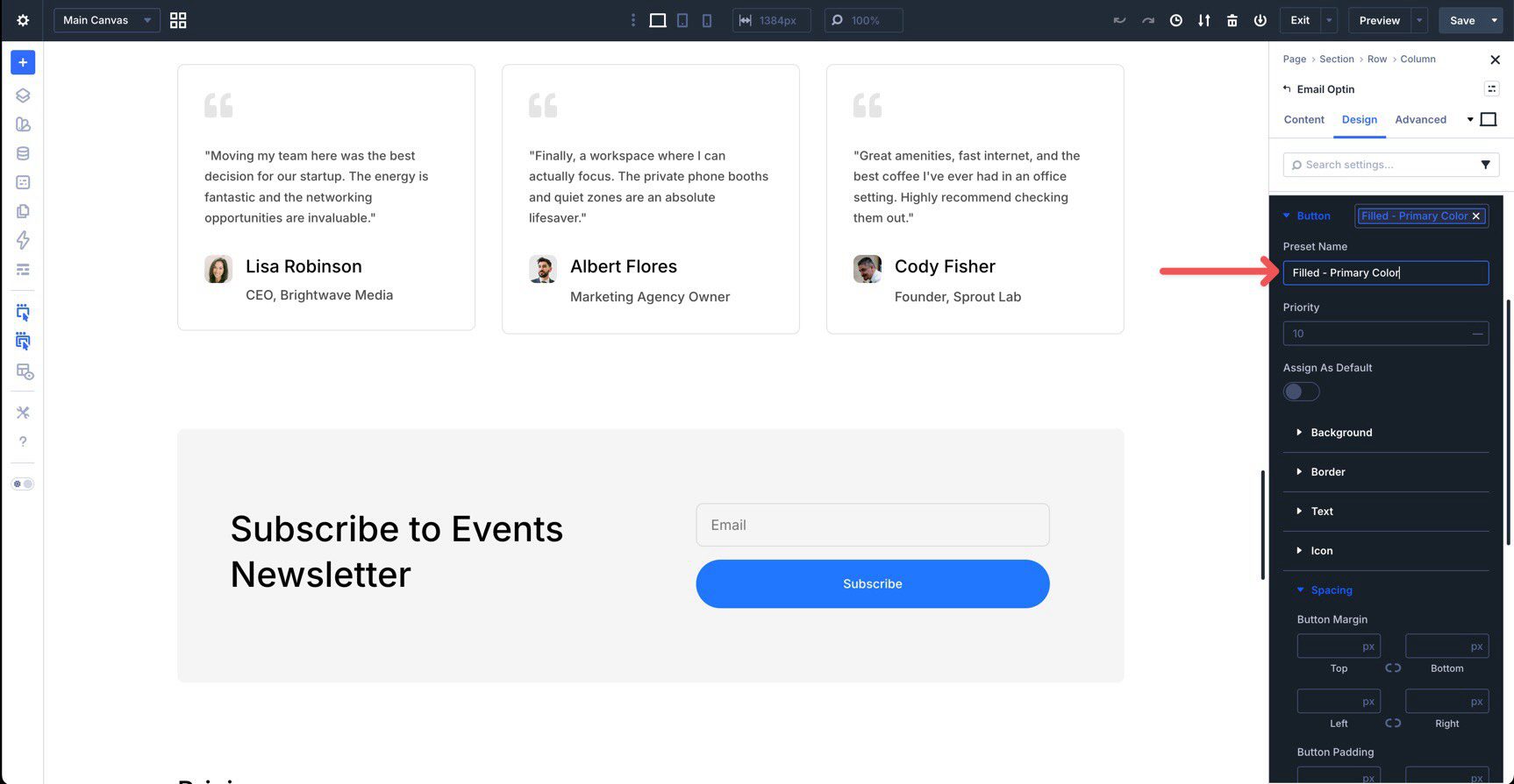 Button Option Group Preset in Divi 5