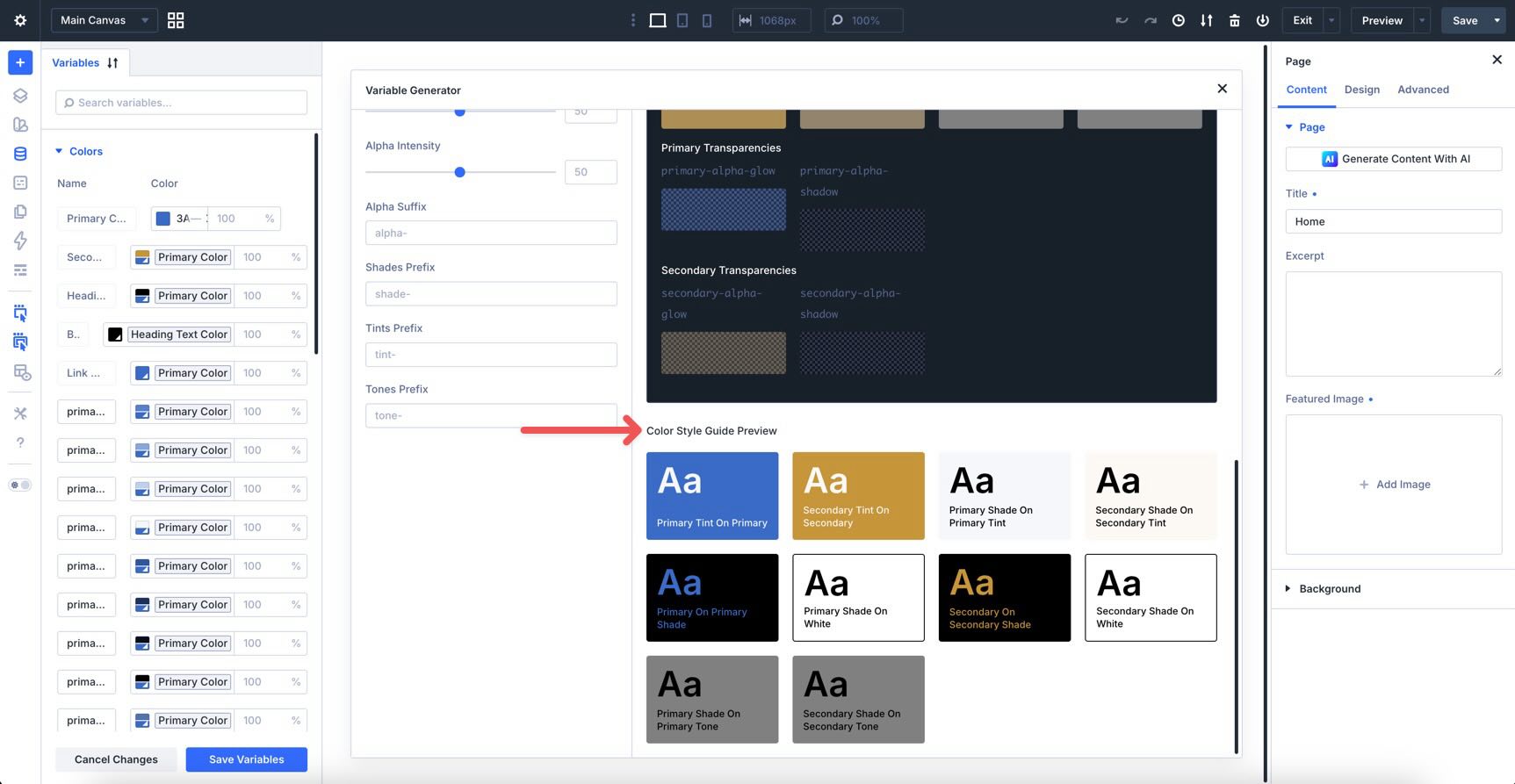 color style guide preview in divi 5