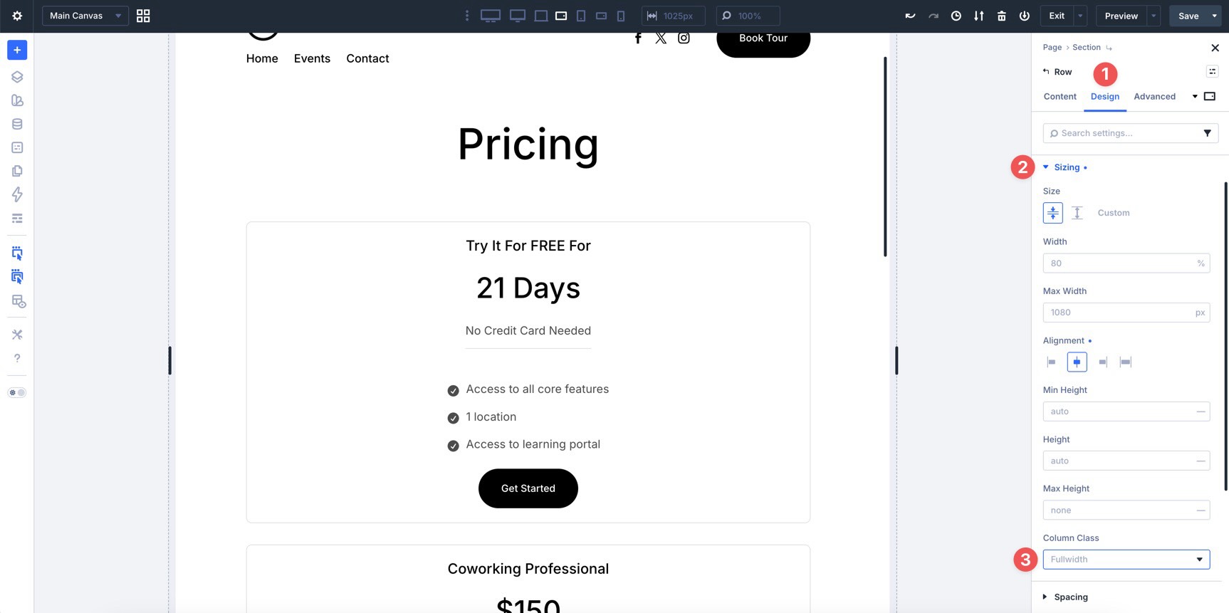 Column Class field in Divi 5