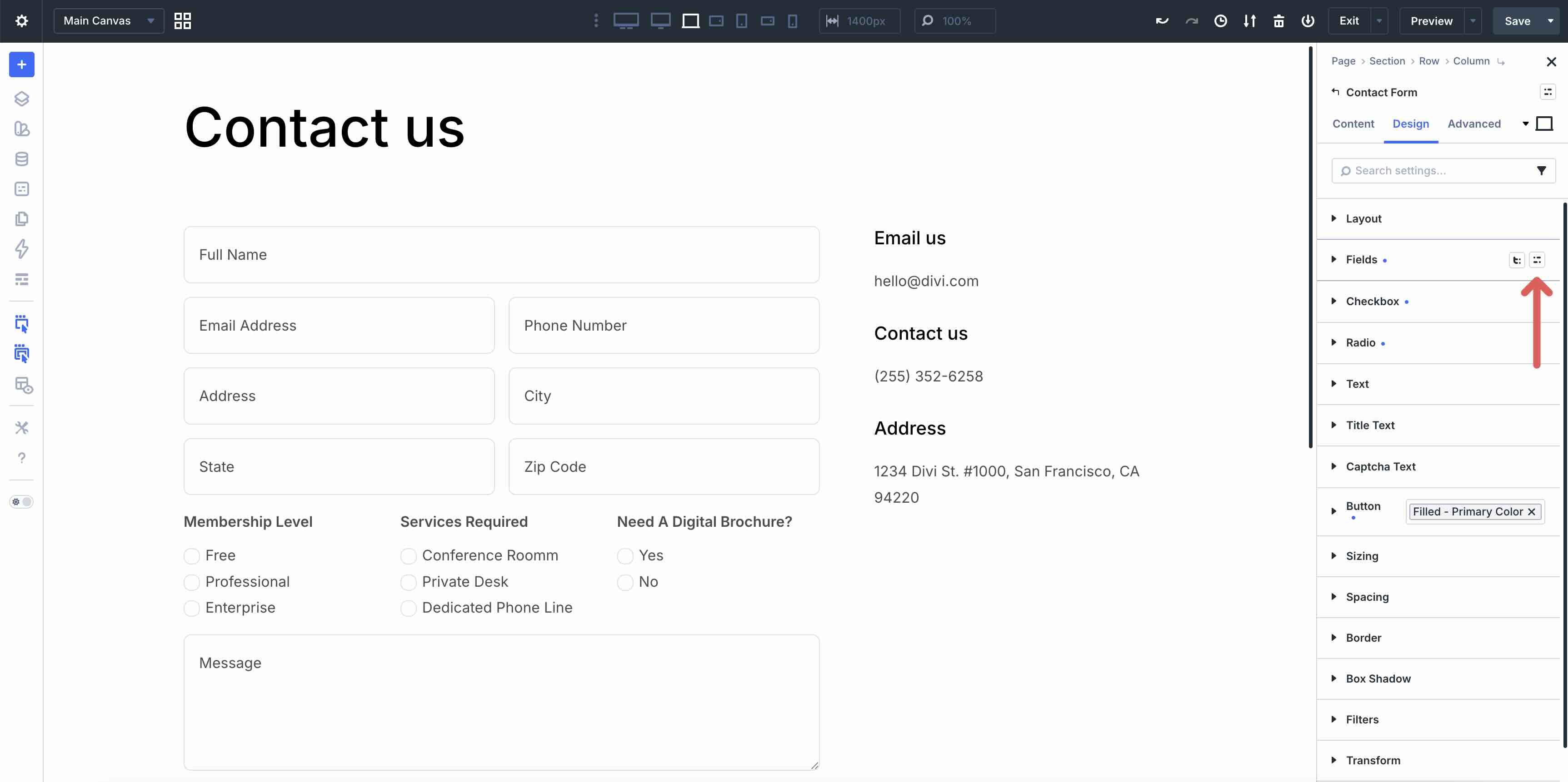 Create an Option Group Preset for form fields in Divi 5