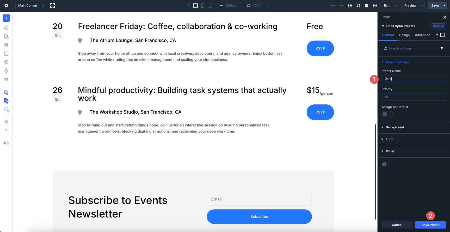 Email Opt-In Element Preset in Divi 5