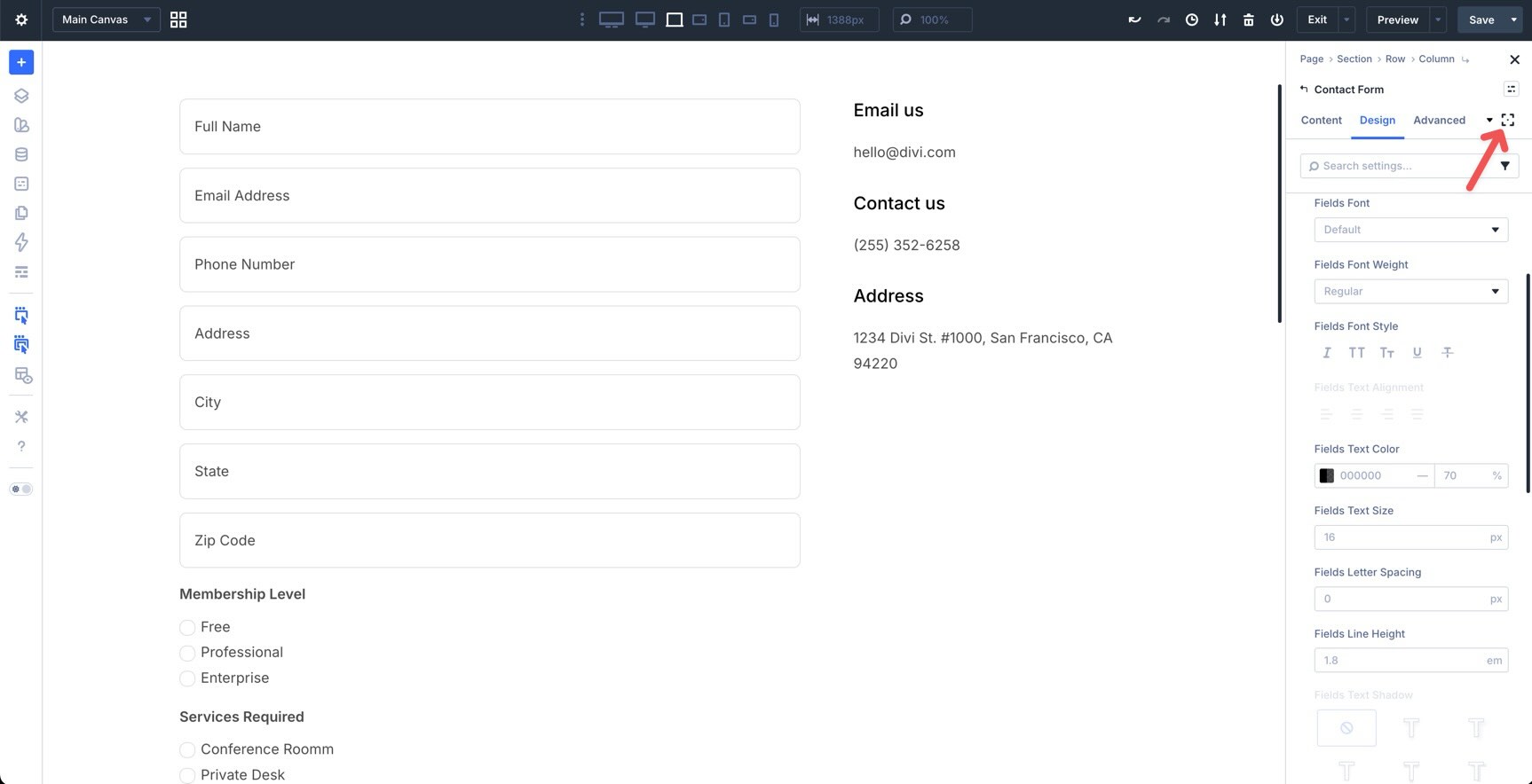 Focus state editing in Divi 5