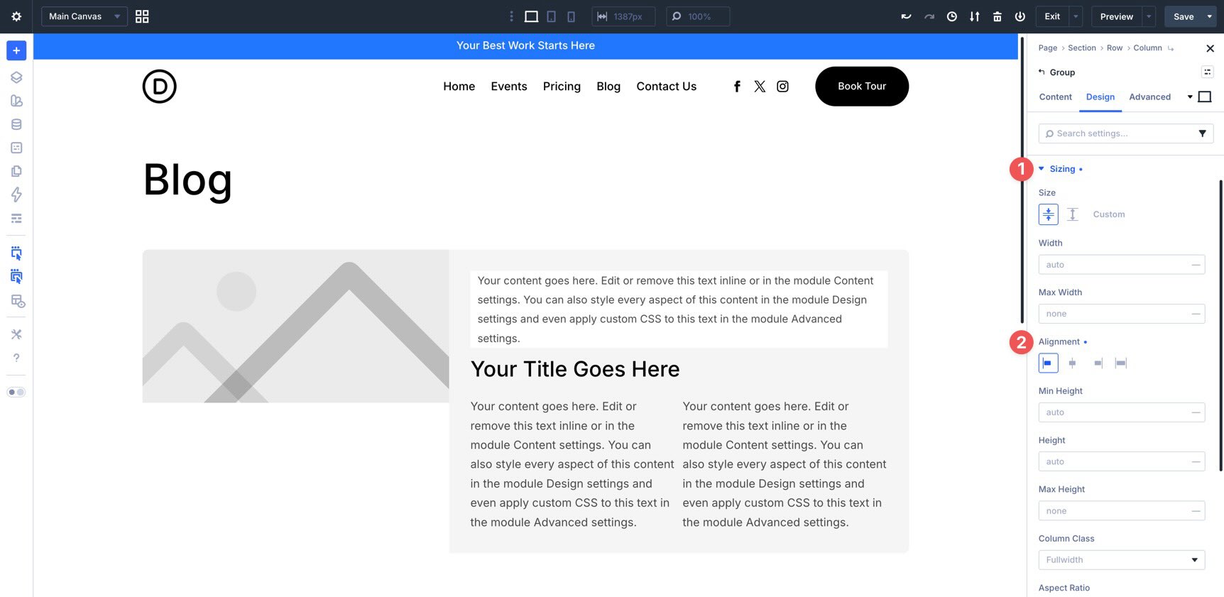 Set Group alignment in Divi 5