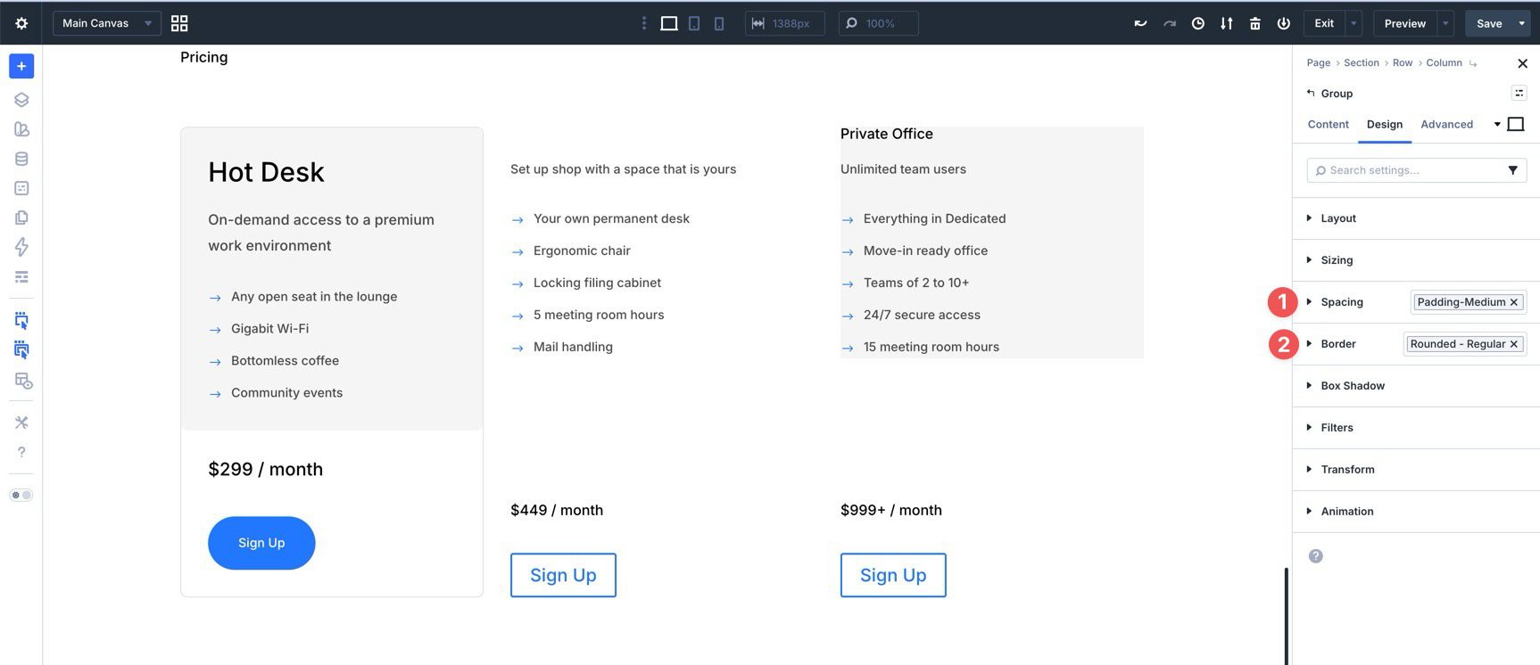 Group module design settings in Divi 5