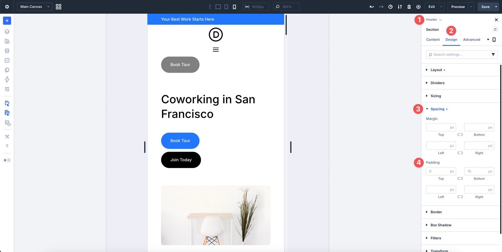 Header bottom padding in Divi 5
