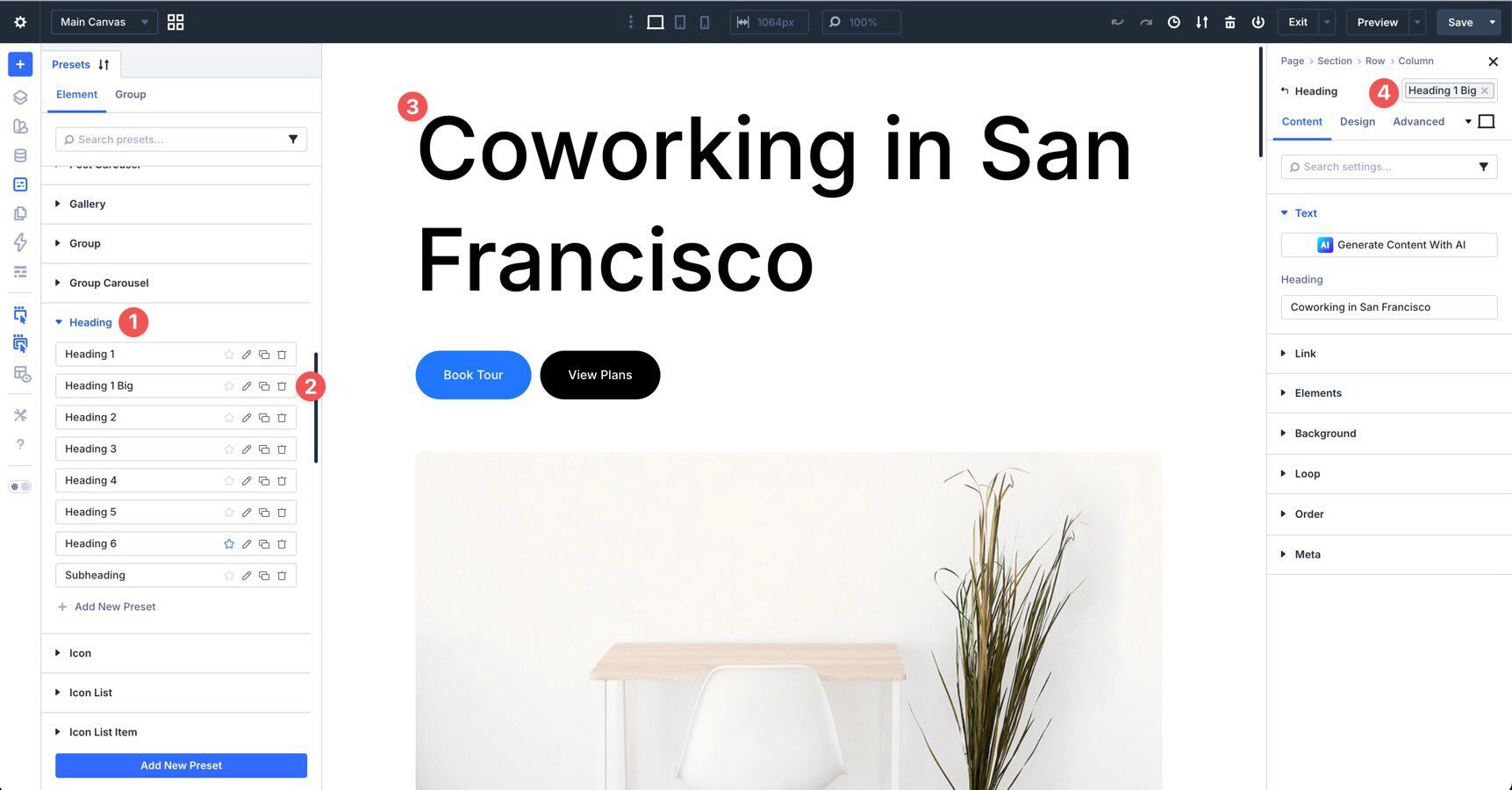 Heading module presets in Divi 5