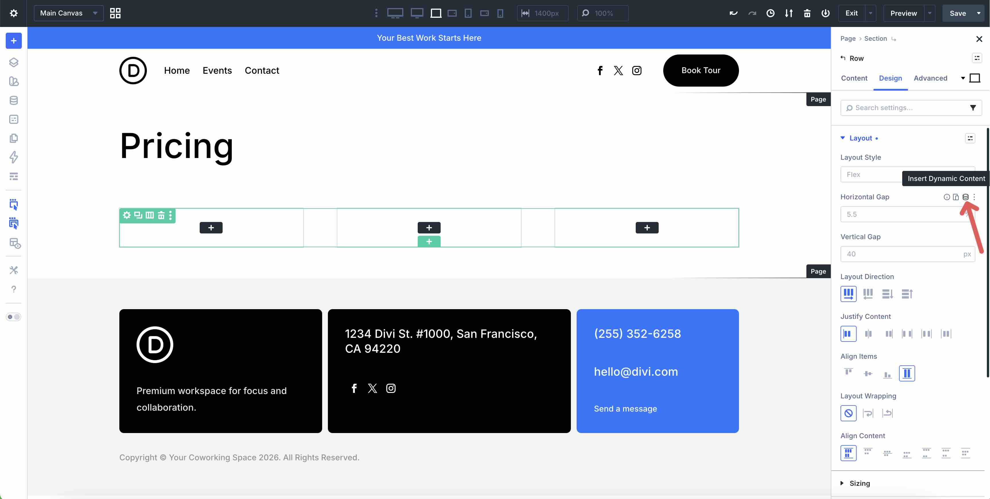 Insert Dynamic Content icon in Divi 5