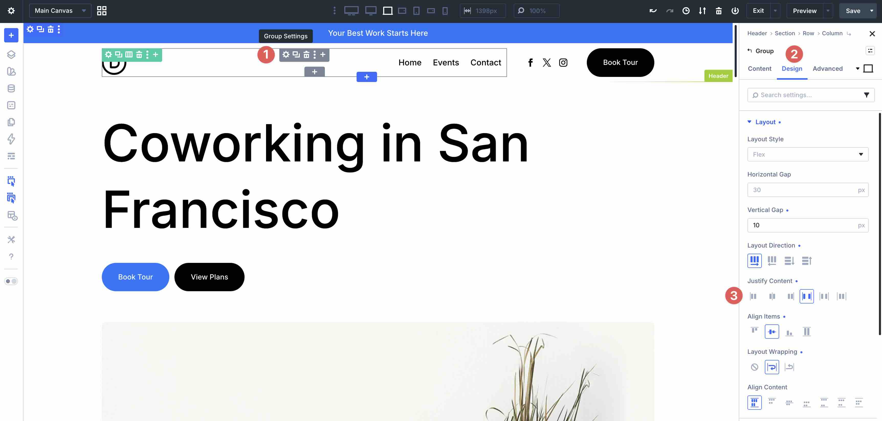 Justify Content setting in Divi 5