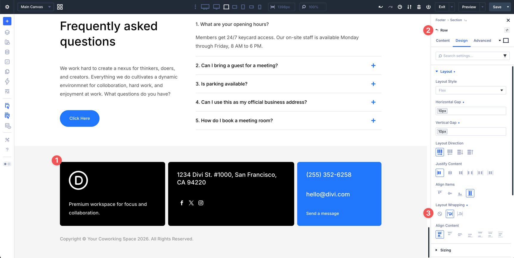 Layout Wrapping setting in Divi 5