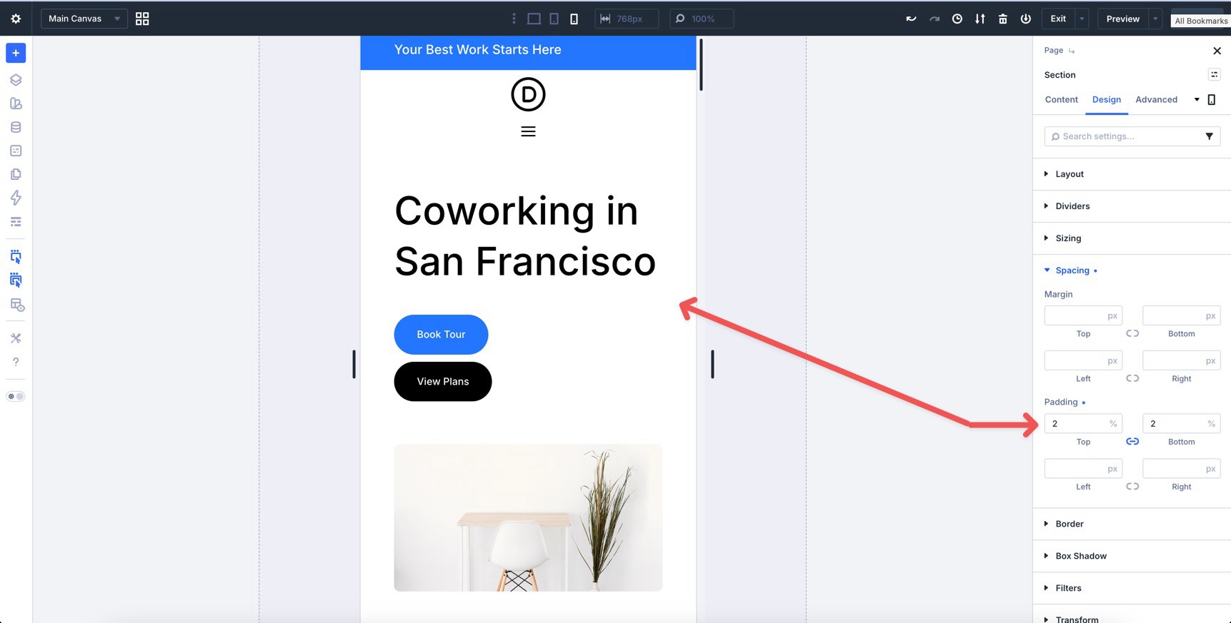 Local spacing adjustments in Divi 5