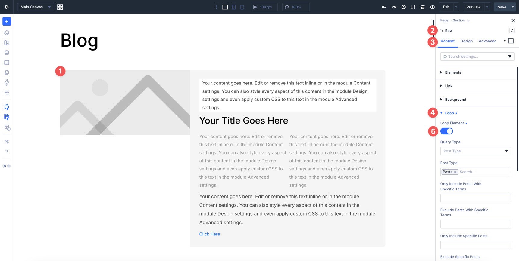 Enable Loop Element in Divi 5