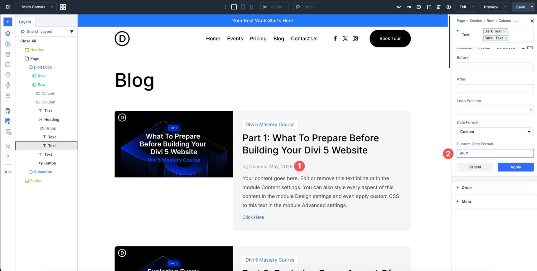 Assign Loop Publish Date in Divi 5
