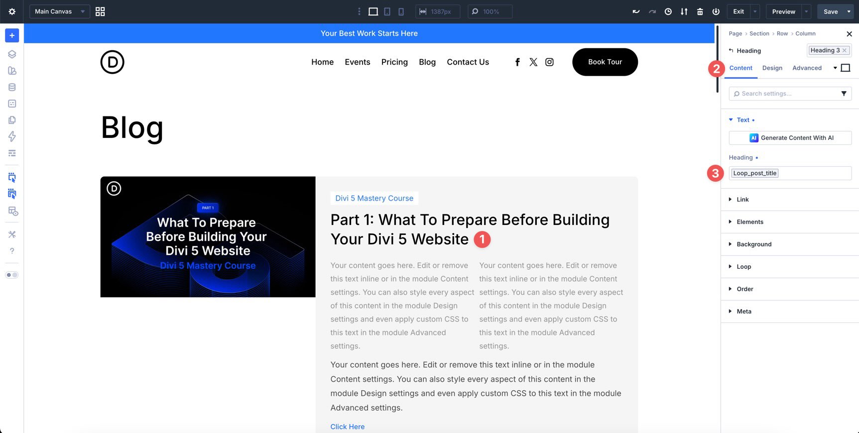Assign Loop Post Title in Divi 5