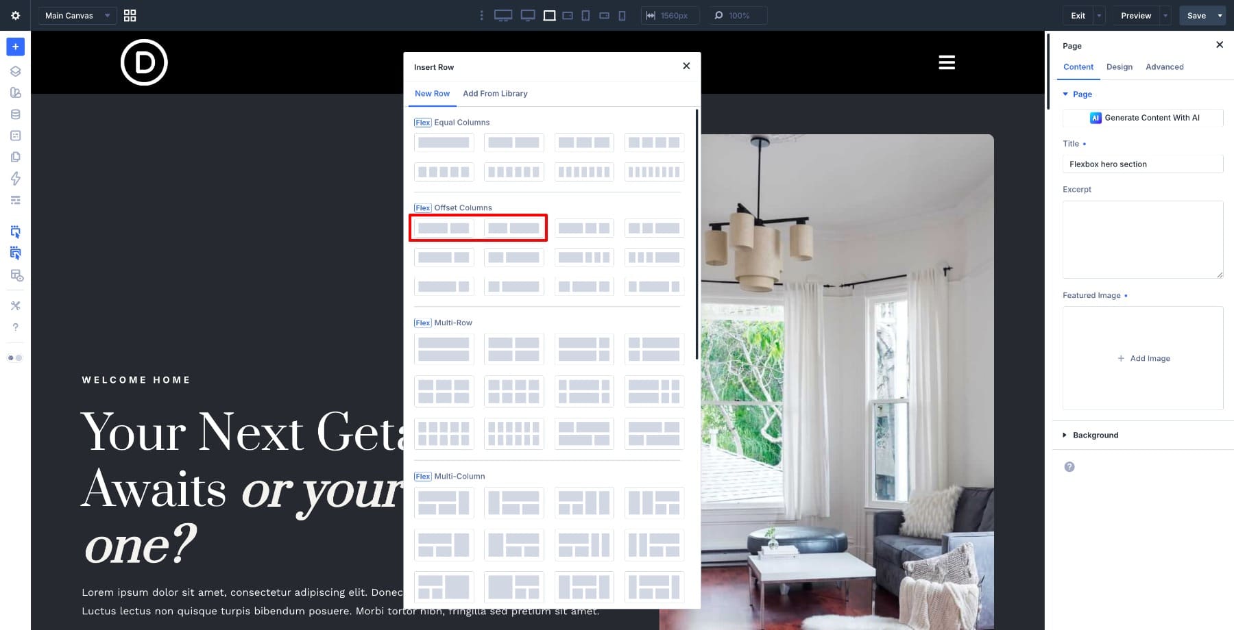 offset columns in flexbox rows