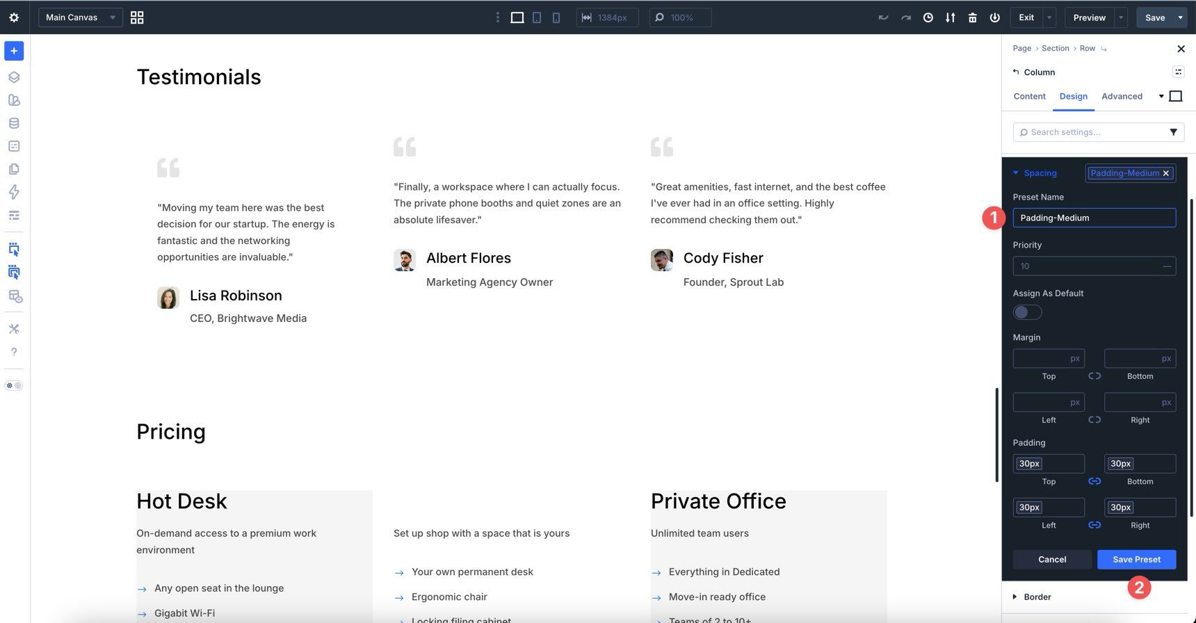 Padding Medium Option Group Preset in Divi 5