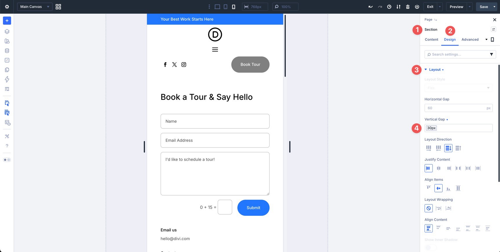 Section Vertical Gap setting in Divi 5