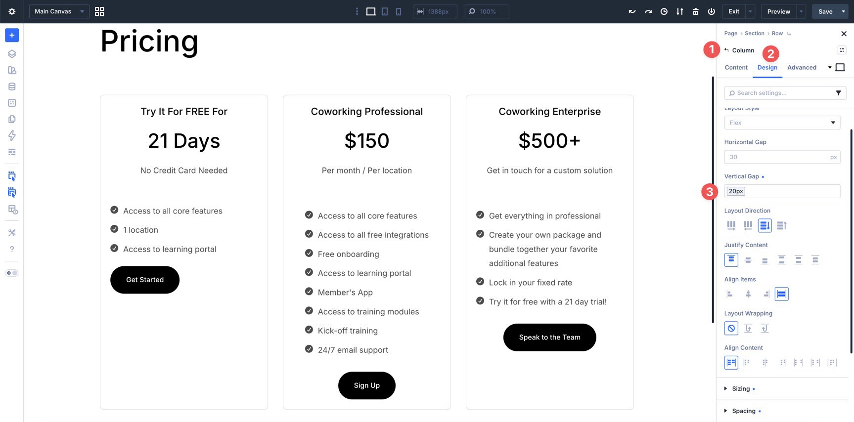 Apply a small Vertical Gap to a Column in Divi 5