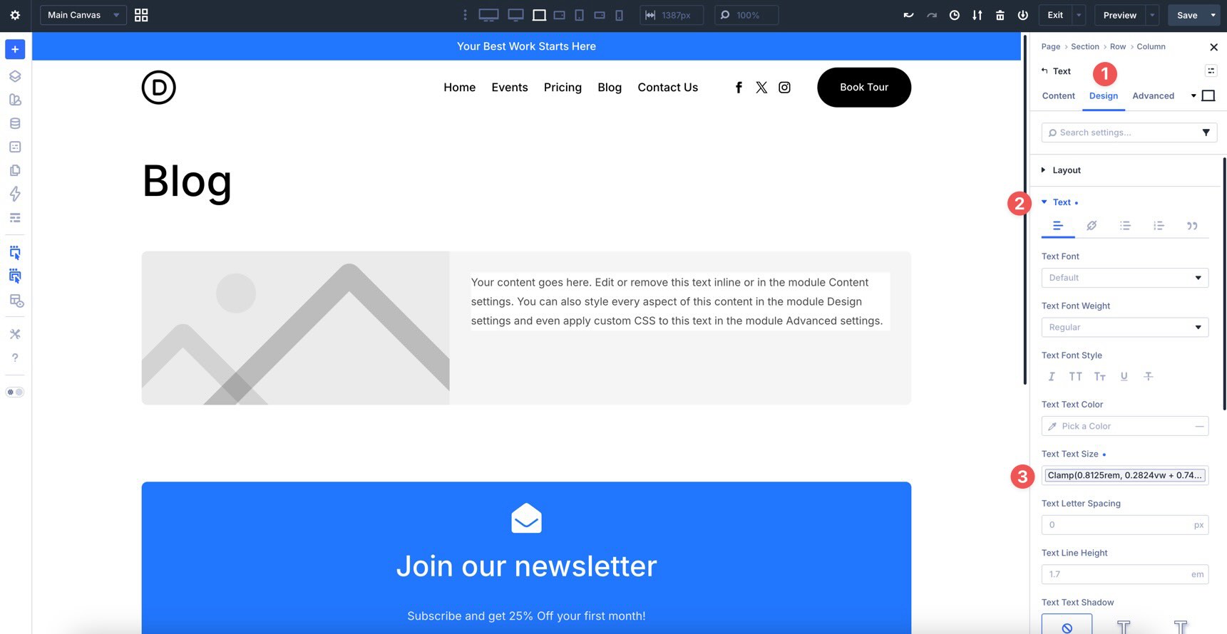 Apply a text size variable in Divi 5