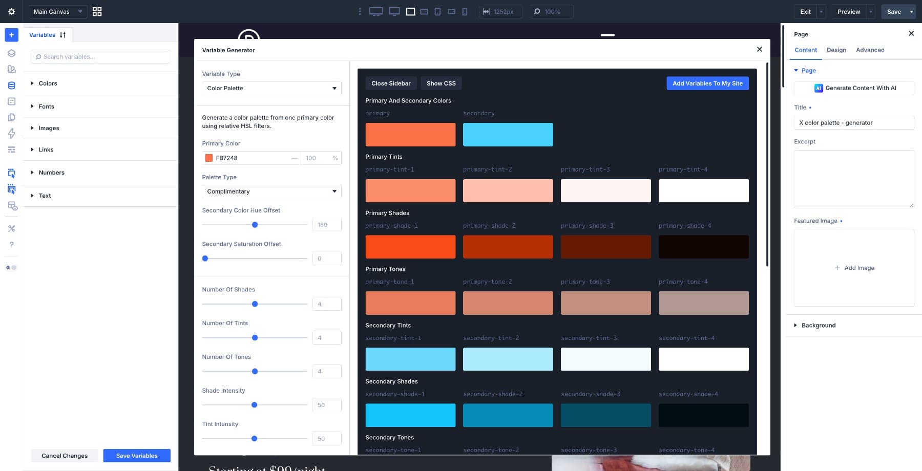Color Palette variable type selected in Divi 5