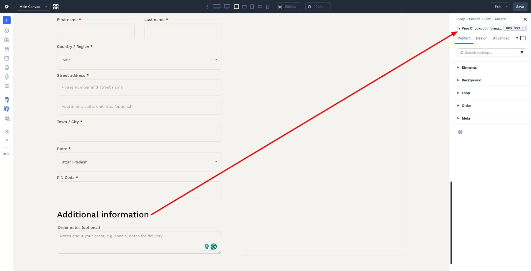Woo Checkout Information module in Divi 5