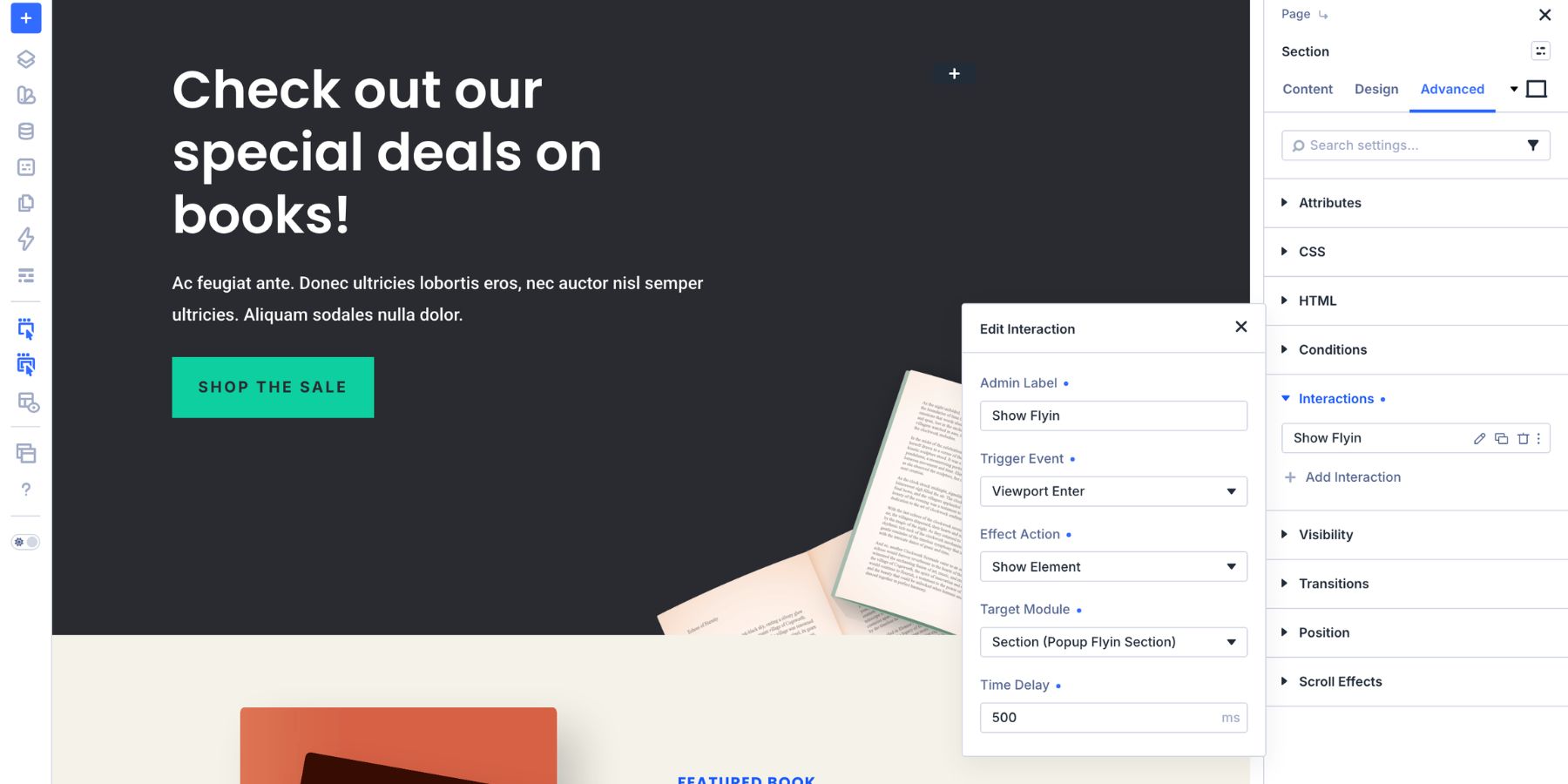 Setting up a Viewport Enter Interaction for the minimalist email popup
