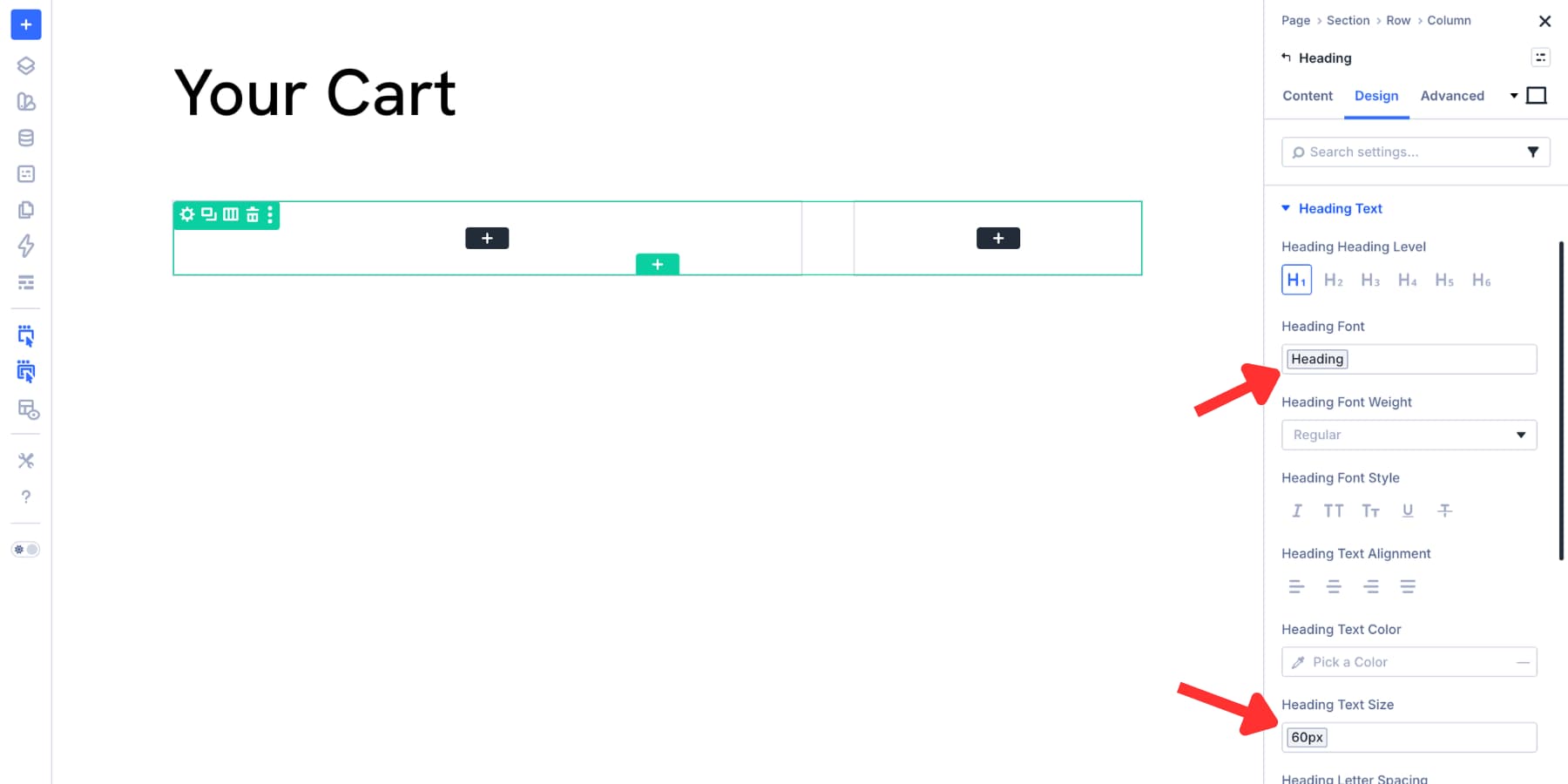 style a cart page heading with design variables in Divi 5