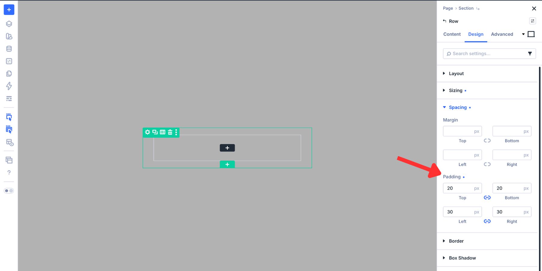 Adding padding to the popup card row