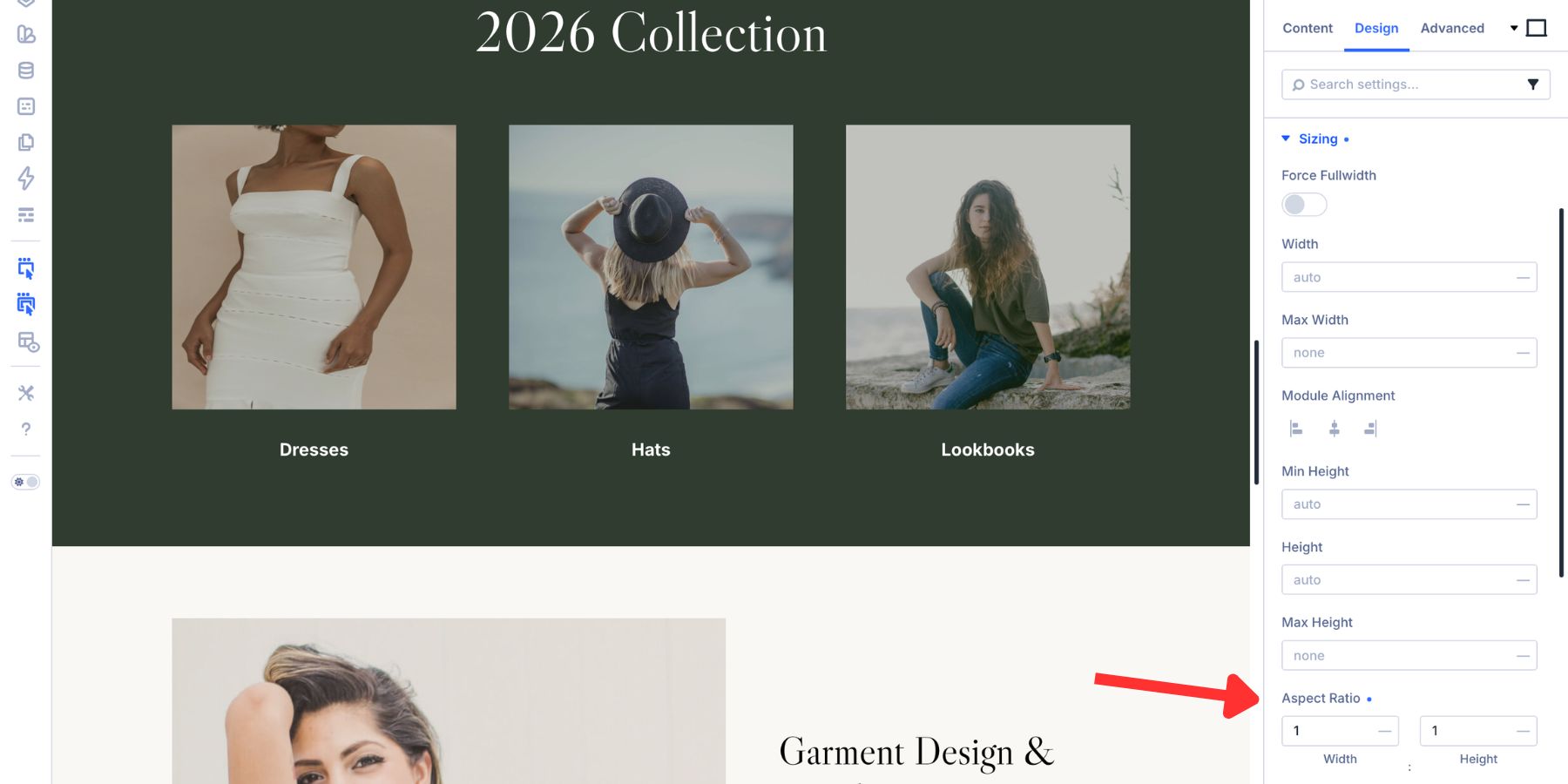 Adding a 1:1 aspect ratio to an image in Divi 5