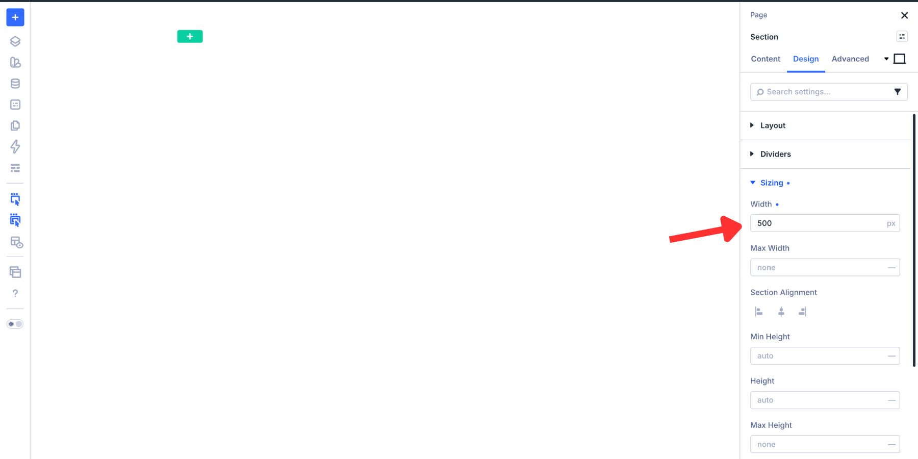 Setting the minimalist popup section width in Divi 5