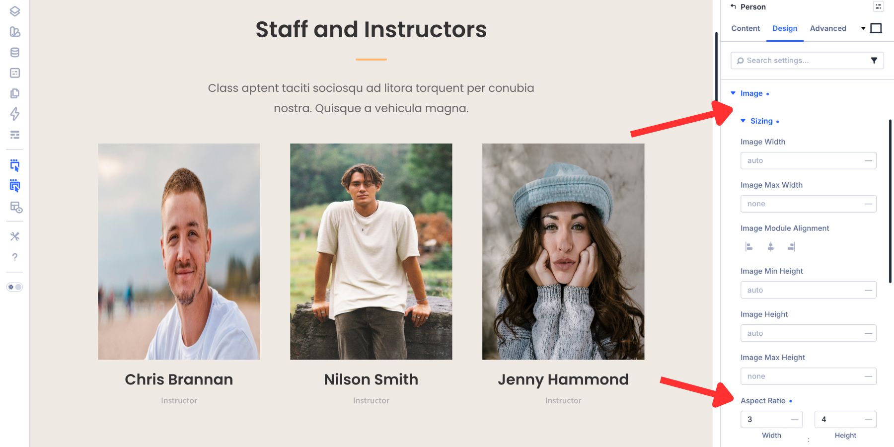 Applying an aspect ratio to the Person module image in Divi 5