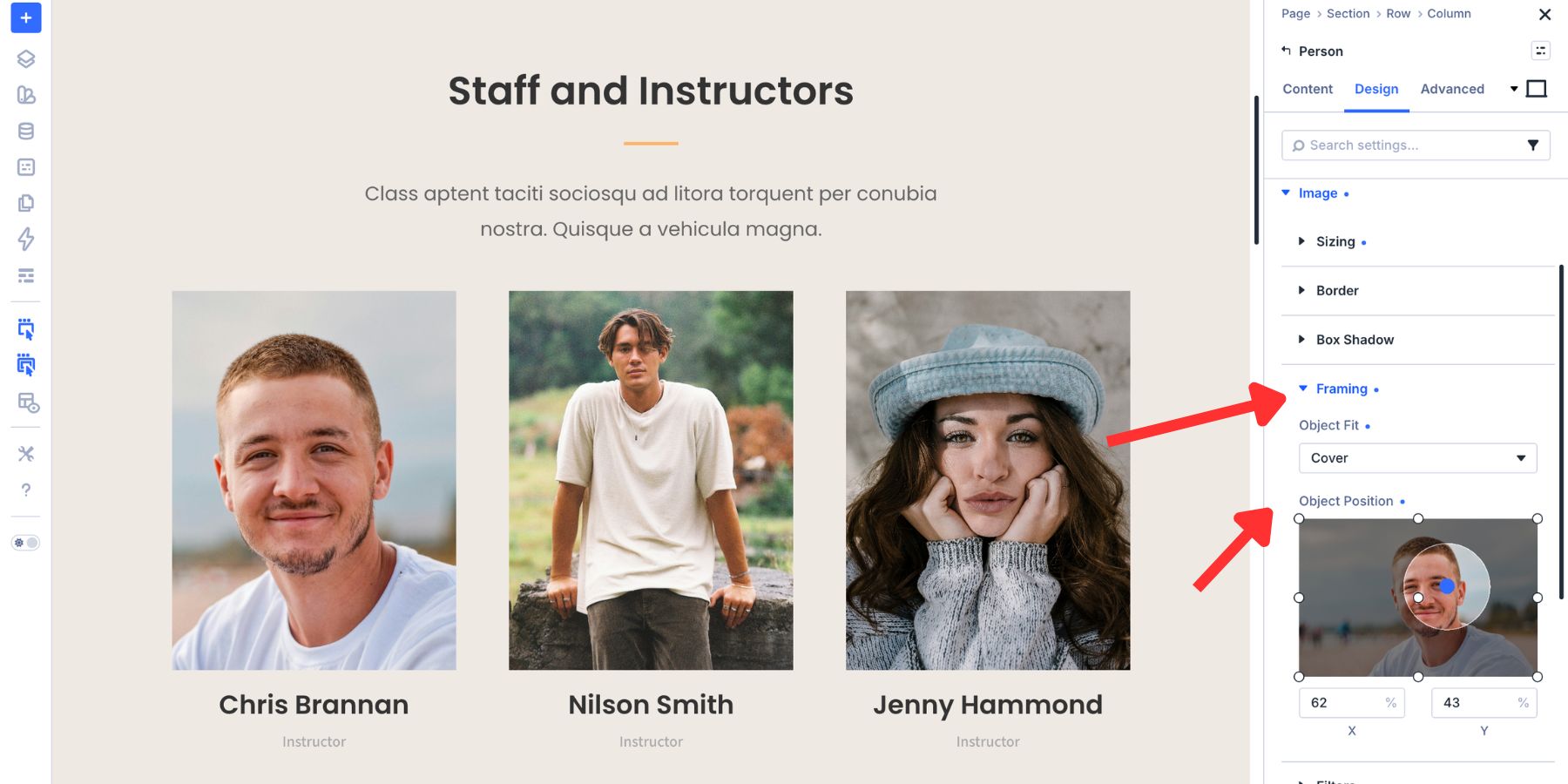 Using Object Fit and Object Position to frame a team headshot in Divi 5