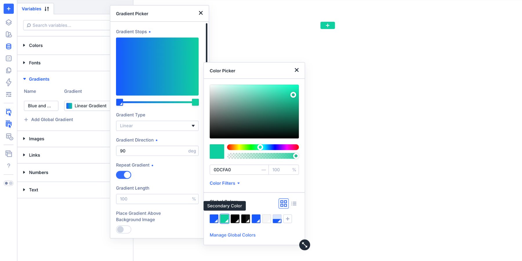 Color variables used inside gradient variable stops in Divi 5